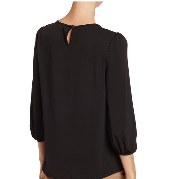 crepe smocked blouse black size medium - Picture 2 of 6